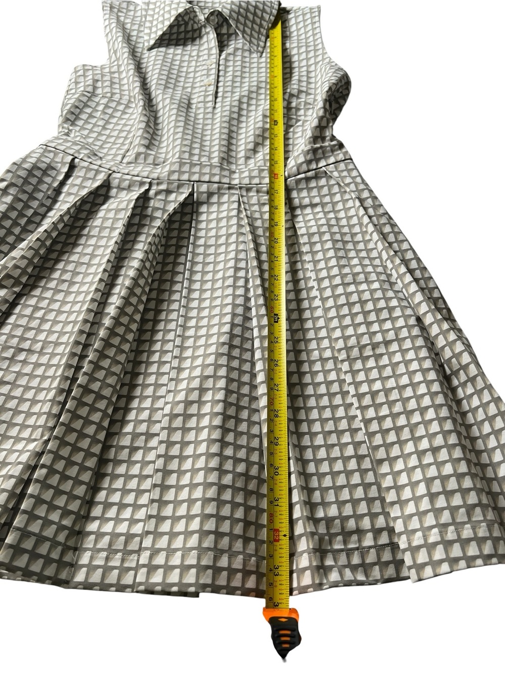 Tory Burch Stretch Golf Pleated Shirt Dress in Grey Gradient Gingham Size 6 - Picture 12 of 15